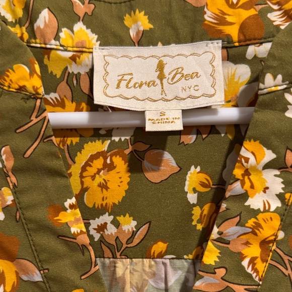 Flora Bea Olive Floral Tier Mini Dress - Picture 2 of 5